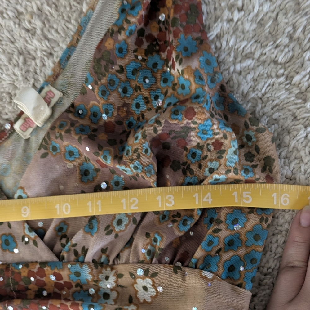 True Vintage Y2K Glitter Floral Plunge Tank - Picture 5 of 6